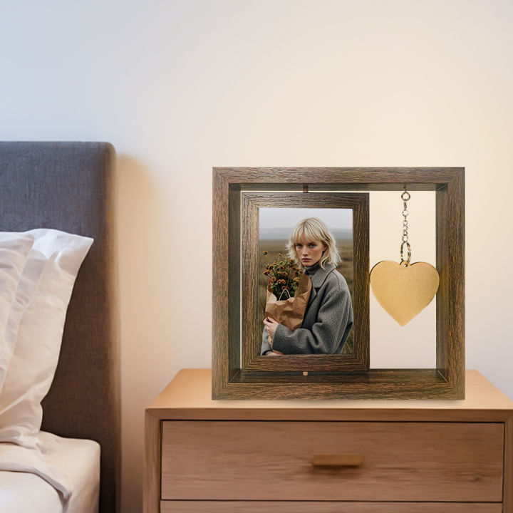 1 rotatable photo frame, creative rotating photo stand, can place ...