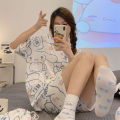 Kawaii Hot Anime Cinnamoroll Kuromi Pajamas Summer Simple Fashion Delicate Cute Casual Loose Comfortable Soft Girly Set Gift. 