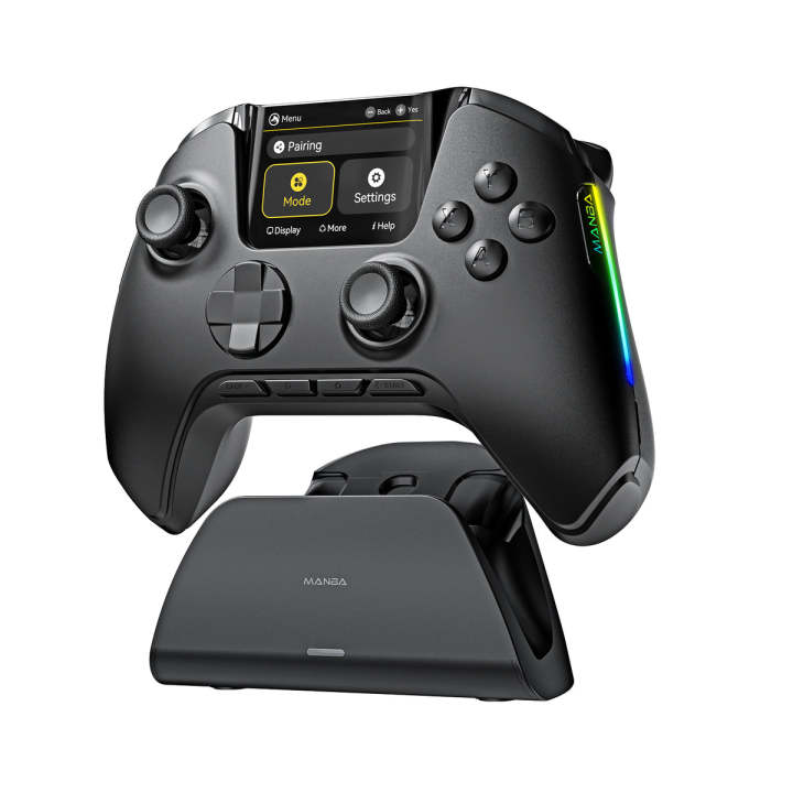 Manba One Ver 2 Wireless PC Controller - Gaming Controller with 2-inch Interactive Screen and Hall-Effect Joystick (Black)