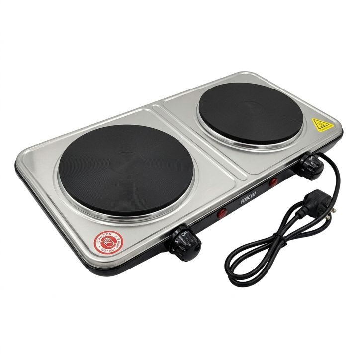 Hot Plate Hachi ( YO025 ) Double Burner - 2000W Electric Infrared Cooker - Dual Burner Portable Table Top Stove