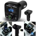 Multifunctional Dual USB Port Car Charger Wireless Bluetooth 5.0 FM Transmitter Music Adapte Hands-Free Calling Radio Receiver.