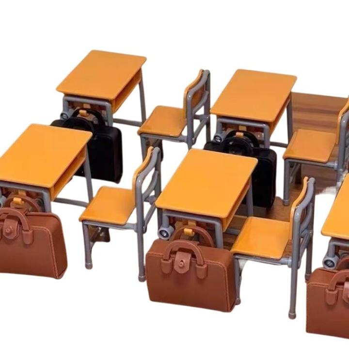 3/6PCS 1/12 Dollhouse Miniature Classroom Backpack Ornaments Leisure Vintage Mini Desk Simulation Schoolbags Furniture Model