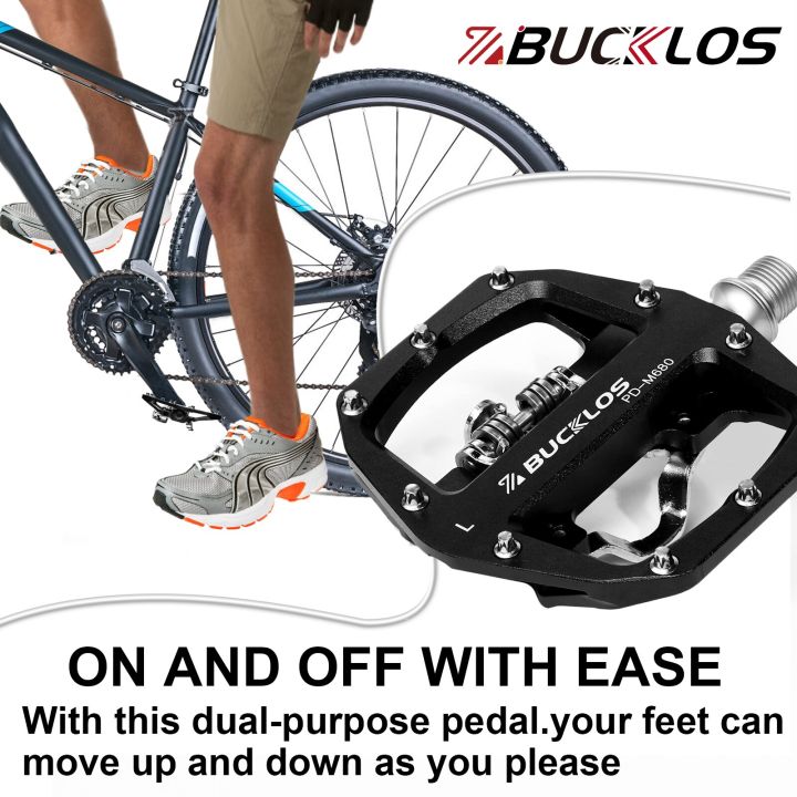 BUCKLOS%20Mountain%20Bike%20Pedals%203%20Sealed%20Bearing%20PD-M680%20Dual%20Clipless%20Flat%20&%20Lock%20Pedal%20Aluminum%20Cycling%20Pedals%20Fit%20Shimano%20SPD%20-%20Image%206