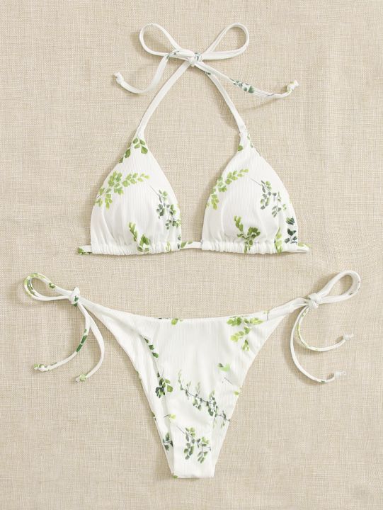 Neck Women's Two-Piece Bikini, Suspender Bra, V Bottom, Women's Swimwear and Apparel