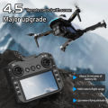 Dual Battery 4.5 inch [REMOTE DISPLAY] G.P.S Drone With Laser Sensor 4K Dual Cameras Foldable Drone Obstacle Avoidance Optical Wifi Gimbal Helicopter Drone Professional 2 Batteries (8GB Memory + Card Reader Free) Sp. 