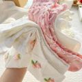 5 Pairs Of Cute Harajuku Lolita White Women's Socks Set Spring And Summer Lace  Cotton Socks  Pink Style Socks With Ruffles. 