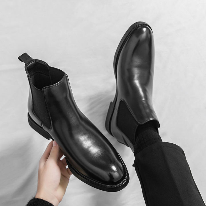 British%20and%20Korean%20Style%20Trendy%20Men's%20Casual%20High-Top%20Leather%20Shoes%20Brock%20Riding%20Boots%20Chelsea%20Pointed%20Business%20Ankle%20Boots%20-%20Image%203