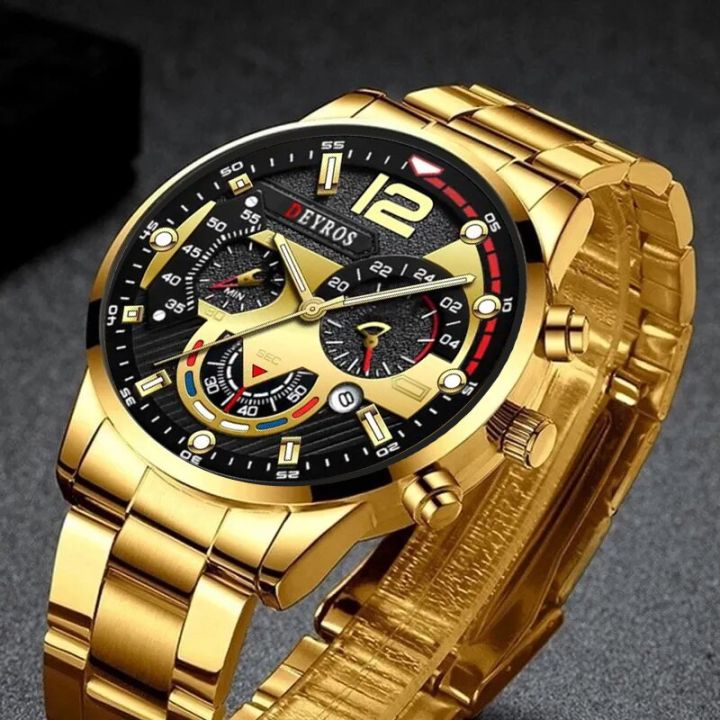 3PCS%20Set%20Fashion%20Mens%20Business%20Watches%20Male%20Casual%20Stainless%20Steel%20Quartz%20Wristwatch%20Men%20Gold%20Necklace%20Bracelet%20Wrist%20Watch%20-%20Image%204