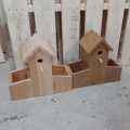 Wooden Birdhouse with Dual Planter Box – Handmade Garden Decor. 