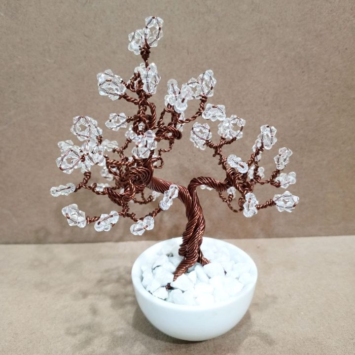 artificial aluminum wire bonsai tree with white stone