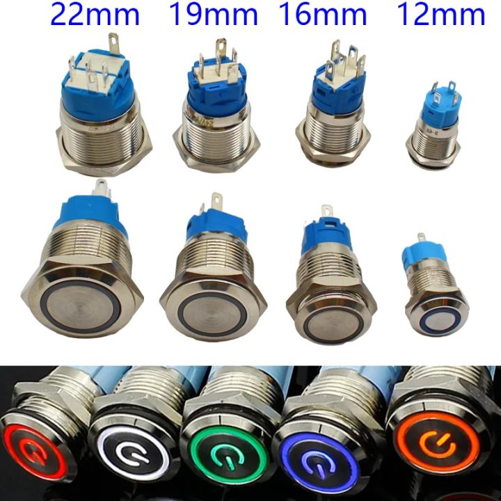 1pcs 12/16/19/22mm Waterproof Metal Push Button Switch LED Light ...