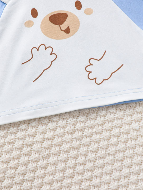 Summer%20Boys'%20Set%20Cartoon%20Cute%20Teddy%20Bear%20Printed%20Blue%20Top+Shorts%202Pcs/Set%200-3%20Years%20Old%20Sunny%20Handsome%20Boy%20Baby%20Casual%20Set%20-%20Image%205