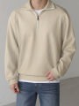 Cross border European and American men's corduroy half zipper casual sports long sleeved shirt. 