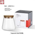 1- Piece  [ 550ml | 750ml | 950ml ] Borosilicate Glass Bottles with Wood Lid Kitchen Storage Glass Airtight Canister Jars Food Container Coffee Beans. 