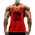 GYM ANIMAL Print Y Back Fitness Stringer Tank Top Mens Cotton Muscle Sleeveless Shirt Bodybuilding Clothing Workout Singlets. 