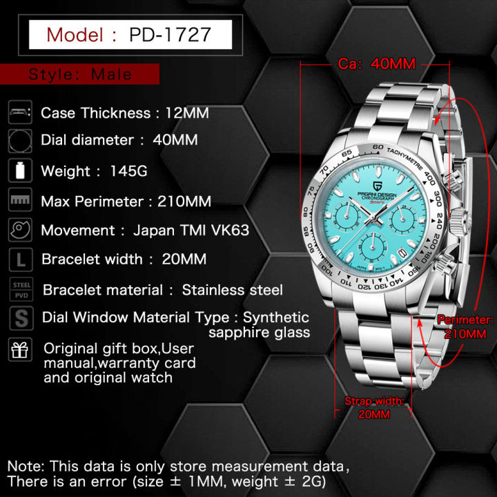 PAGANI%20DESIGN%20New%20Men%20Quartz%20Wristwatch%20Luxury%20Sapphire%20Glass%20Chronograph%20Stainless%20Steel%20Bezel%20VK63%20Watch%20Man%20%20Reloj%20Hombre%20-%20Image%205