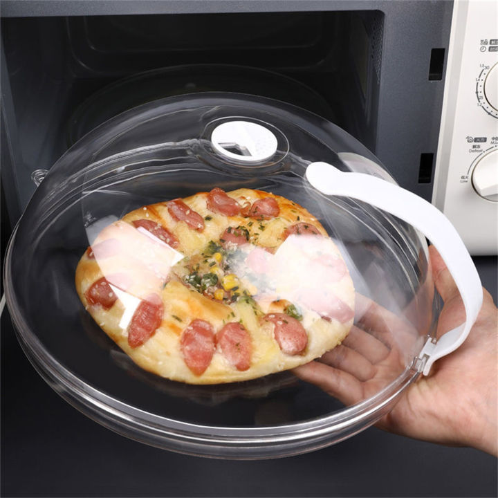 Microwave Splatter Cover For Food Clear Microwave Splash Guard Cooker Lid With Handle Dish Bowl Plate Serving Cover Bpa-Free