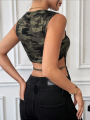 Summer Casual Sleeveless Tank Top Women's  Pattern Longer Front and Shorter Back Vest Suitable for Fitness and Sports. 