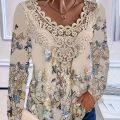 Plus Size Elegant Casual Woman T-Shirt Fashion Loose T-Shirt Woman Temperament Long sleeve T-Shirt Holiday Weekend. 