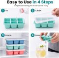 Ice Cube Trays for Freezer 4-compartment container with lid - Mini Ice Cube Trays with Lid & Easy-Release Silicone Bottom, Stackable Small Ice Cube Molds for Mini Fridge/Travel/Dorm Freezer.