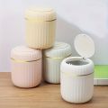 Mini Desktop Trash Can with Lid Garbage Waste Bin Organizer Bedroom Office Desk Storage Box Made Durable Plastic Home Supplies. 