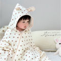 Baby Bath Towel 4 Layers Gauze Cotton Cloak Towel with Hat Infant Four Seasons Hooded Cartoon Bathrobe Toddler Soft Bath Towel.