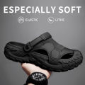 EVA Sandals for Men in Summer, Thick Soft Soled for Outdoor Wear, Beach Shoes for Casual Sports, and Perforated Shoes.