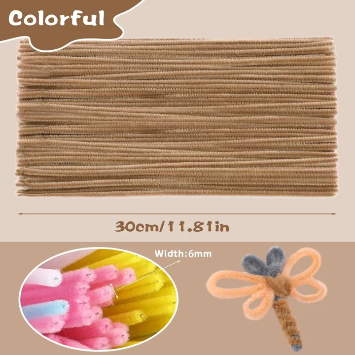 100/200/300%20Pieces%20Light%20Brown%20Pipe%20Cleaners,%20Thick%20Fluffy%20Chenille%20Stems,%20Pipe%20Cleaner%20Crafts%20for%20Arts%20&%20Crafts%20-%20Image%204