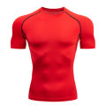Men's compression running T-shirt fitness tight short sleeved T-shirt training jogging shirt gym sportswear quick drying.