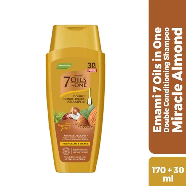 (Choice Free Gift ) Emami 7 Oils in One Double Conditioning Shampoo Miracle Almond 170ml (30ml Free)