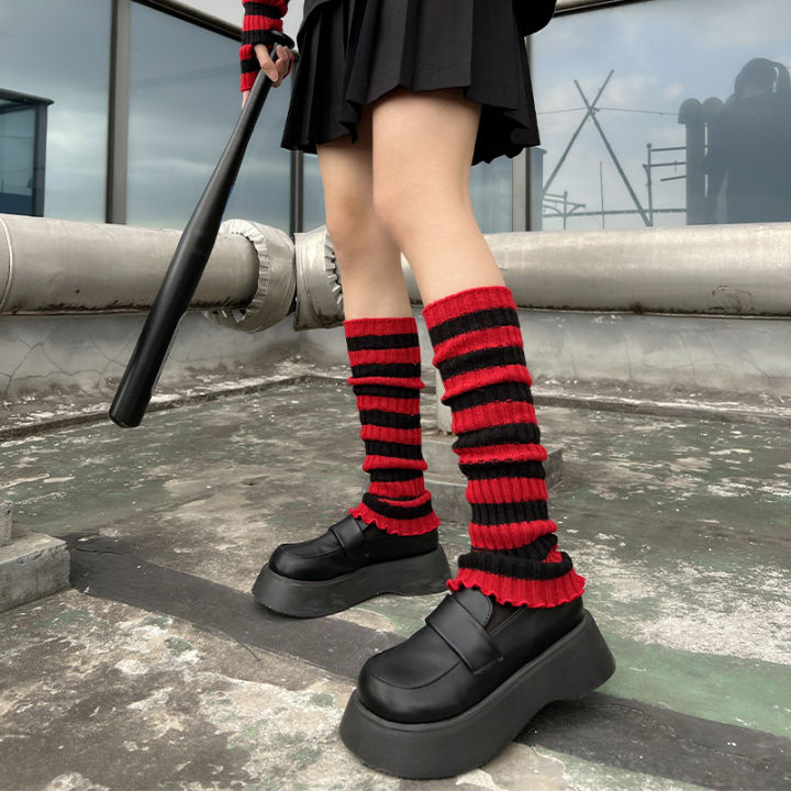 Lolita%20Long%20Socks%20Women's%20Leg%20Warmers%20Red%20Black%20Strip%20Arm%20Warmer%20Keep%20Sleeve%20Autumn%20Winter%20Crochet%20Socks%20Boot%20Cuffs%20Accessories%20-%20Image%206