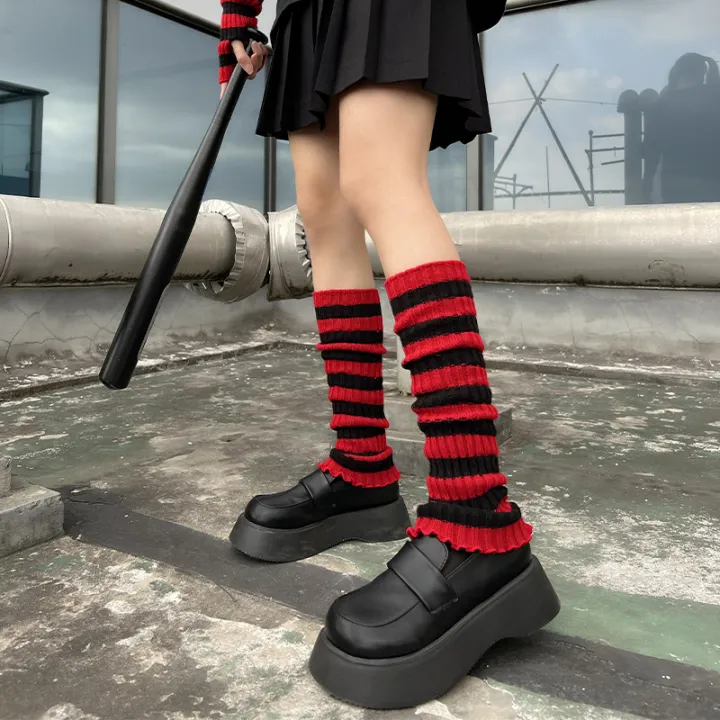 Lolita%20Long%20Socks%20Women's%20Leg%20Warmers%20Red%20Black%20Strip%20Arm%20Warmer%20Keep%20Sleeve%20Autumn%20Winter%20Crochet%20Socks%20Boot%20Cuffs%20Accessories%20-%20Image%206