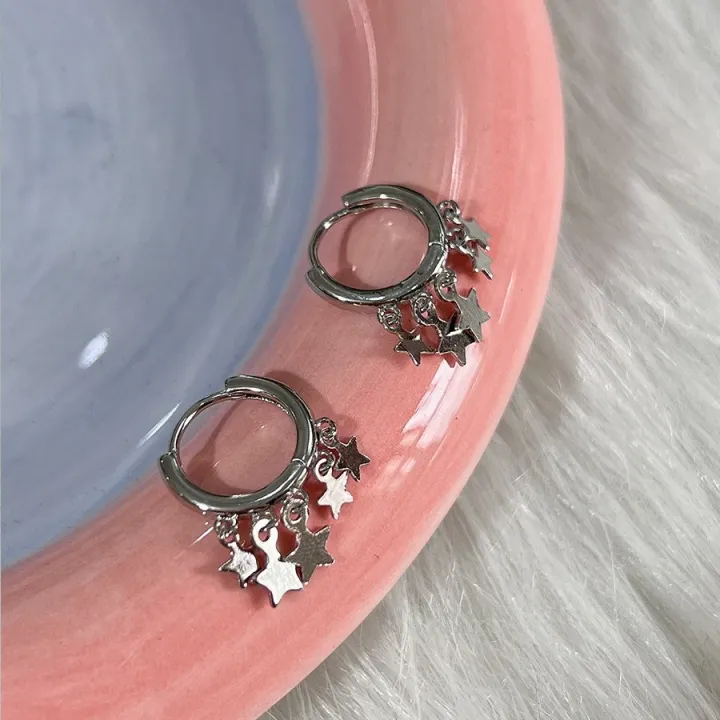 Korean%20Small%20Star%20Hoop%20Earrings%20Cute%20Silver%20Color%20Tassel%20Geometric%20Style%20Earring%20Fashion%20Punk%20Y2k%20Jewelry%20%20-%20Image%204