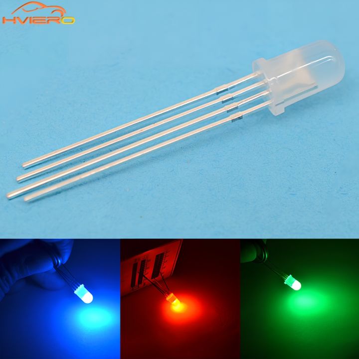 10/500X Min F5 5mm Round 4pin Diffused RGB Tri-Color Common Cathode Red ...