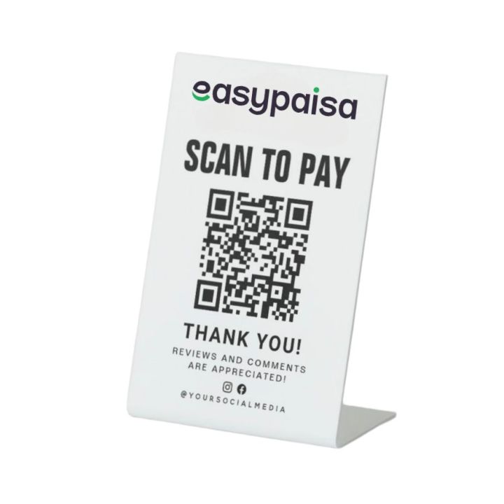 Custom Easypaisa Payment QR Stand QR Board Acrylic