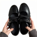 Women's Mary Jane Flats Retro Cross Strap Ballet Shoes Low-Cut Round-Toe Slip-on Pumps for Work & Casual.