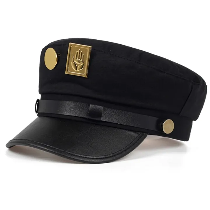 Anime%20JoJo's%20Bizarre%20Adventure%20Kujo%20Jotaro%20Cosplay%20Cap%20Unisex%20Adult%20Metal%20Badge%20Hat%20Prop%20-%20Image%205