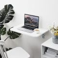 Wall Mounted Folding Laptop Table Floating for Bedroom Kitchen Space Saving, Foldable Wooden Modern Computer Desk Workstation Small Desk Foldable with Metal Support. 