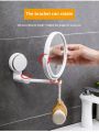 Foldable No Punching Wall Mounted Bathroom Mirror Small Circular Dressing Makeup Mirror for Home Toilet Student Dormitory.