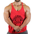 POWERHOUSE GYM Print Stringer Tank Tops for Men Cotton Athletic Y-Back Vest Gym Workout Bodybuilding Sleeveless T-Shirts Tees.