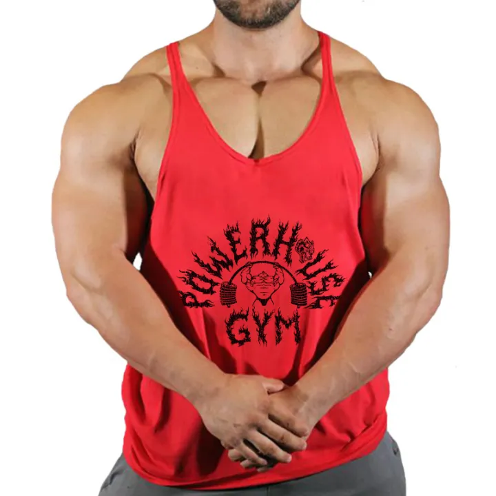 POWERHOUSE%20GYM%20Print%20Stringer%20Tank%20Tops%20for%20Men%20Cotton%20Athletic%20Y-Back%20Vest%20Gym%20Workout%20Bodybuilding%20Sleeveless%20T-Shirts%20Tees%20-%20Image%203