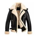 Luxurious Style: This vintage-inspired men's coat features a Black genuine sheepskin leather exterior and plush sherpa shearling faux fur lining for ultimate warmth and sophistication.
Functional Design: Crossover front with belted waist offe. 