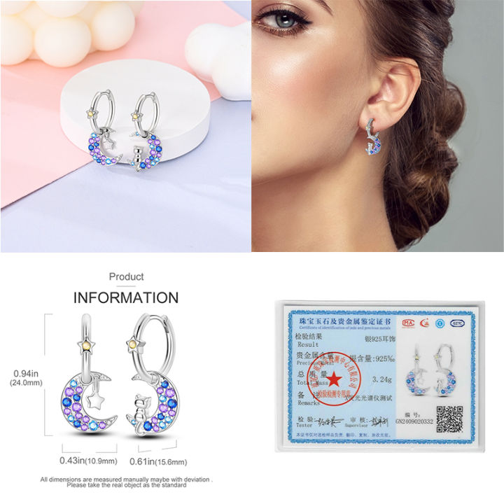 Women's%20Shiny%20925%20Sterling%20Silver%20Star%20Moon%20Sun%20Gold%20Original%20Design%20Trendy%20Earrings%20Fit%20Wedding%20Party%20Exquisite%20Jewelry%20%20-%20Image%204