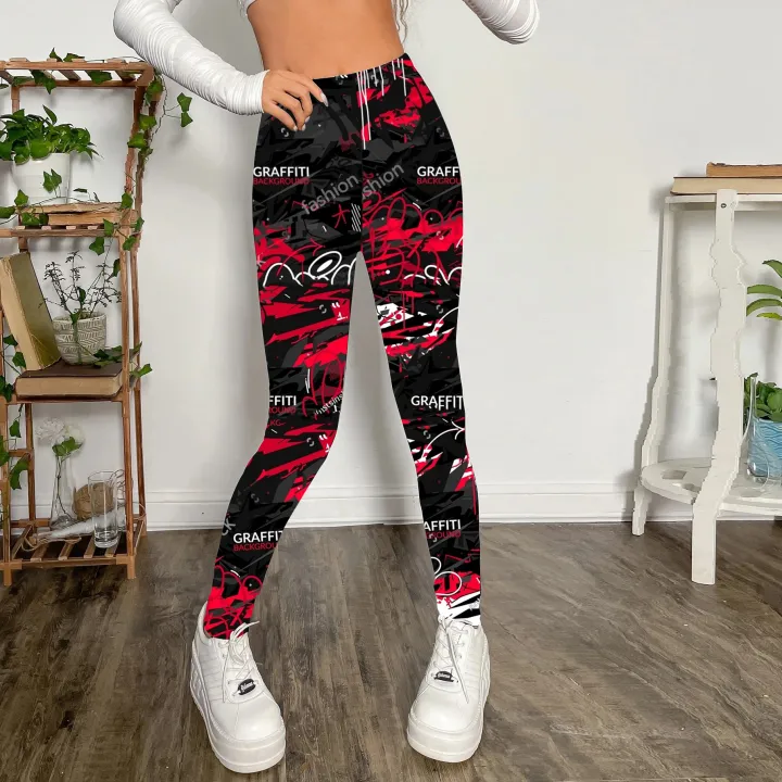 Fashion%20Trend%20Personality%20Graffiti%20Printed%20Leggings%20Women's%20High%20Stretch%20Leggings%20Letter%20Printed%20Slim-fit%20Nine-point%20Pants%20-%20Image%203