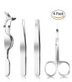 4pcs  Mini Slant and Point Tip Tweezer - Tweezers Set for Eyebrows, Facial Hair, Ingrown Hairs. 