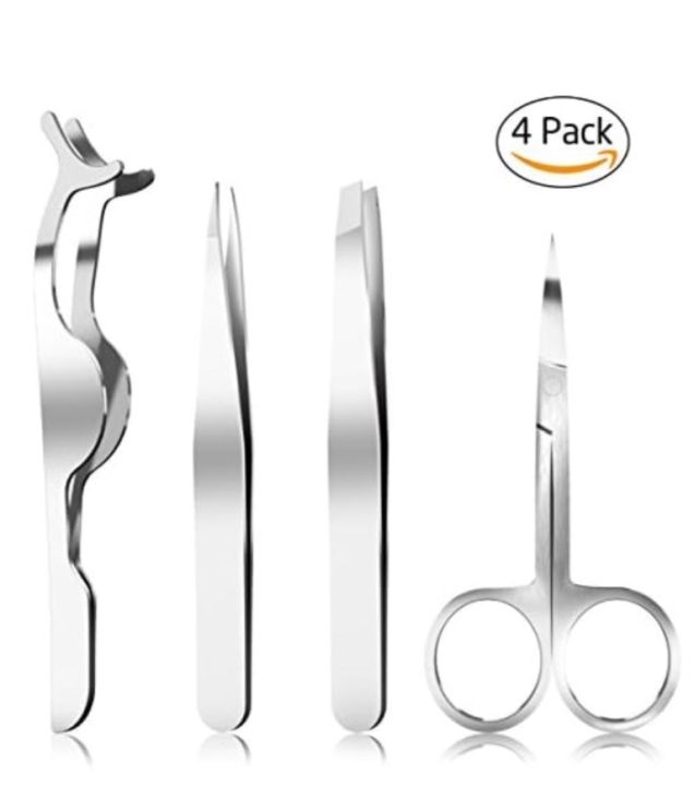 4pcs  Mini Slant and Point Tip Tweezer - Tweezers Set for Eyebrows, Facial Hair, Ingrown Hairs