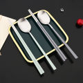 2/8Pcs Silver Dinnerware Set Western Stainless Steel Cutlery Dinner Spoon Sushi Chopsticks Flatware Party Kitchen Tableware.
