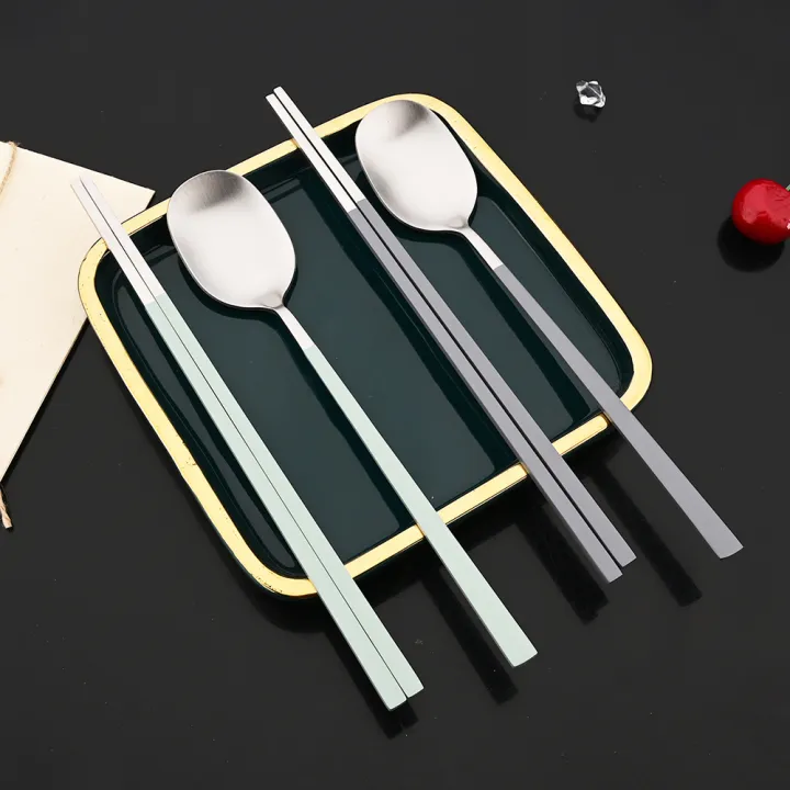 2/8Pcs%20Matte%20Dinnerware%20Set%20Dinner%20Spoon%20Sushi%20Chopsticks%20Flatware%20Western%20Stainless%20Steel%20Cutlery%20Party%20Kitchen%20Tableware%20-%20Image%205