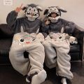 Kigurumi Unicorn Cat Onesie Winter Warm Sleepwear Women Men Pajamas Slipper Couple Pijamas Cartoon Hooded Nightwears Slipper. 