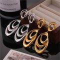 Stainless Steel Hanging Earrings For Women Gold Plated Non-Fading Women's Big Large Dangle Earring Girls Silver Color Ear Rings. 